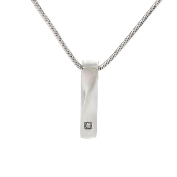 Silver pendant necklace with a small square stone