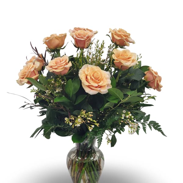 Medium Stem Dozen Peach Roses