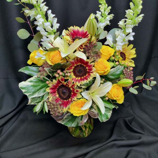 Mahogany sunflower bouquet