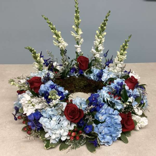 Beloved Patriot Sympathy Urn Wreath
