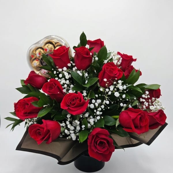 Luxury Round Arrangement - 25 Red Roses