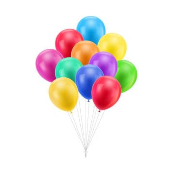 Cluster of colorful balloons on white background