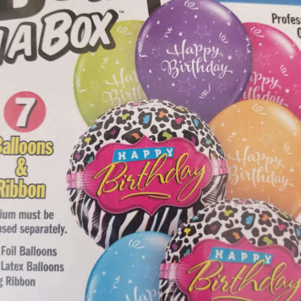 Birthday balloon bouquet kit with colorful printed balloons