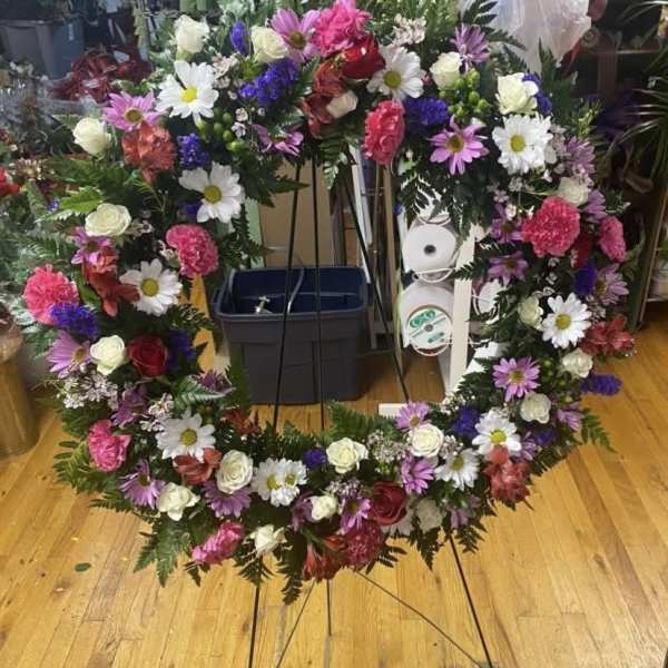 Endless Love Fresh Wreath on Easel
