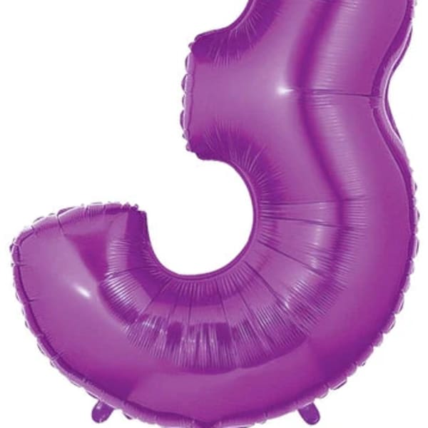 Purple number 3 foil balloon