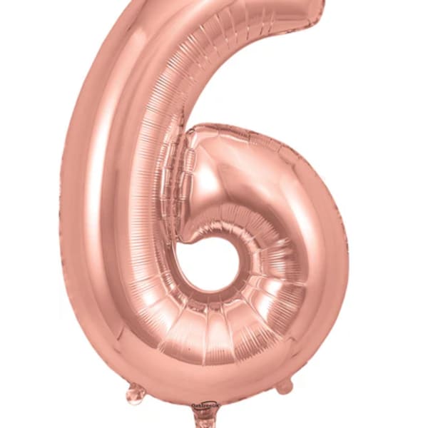 Rose gold number 6 foil balloon