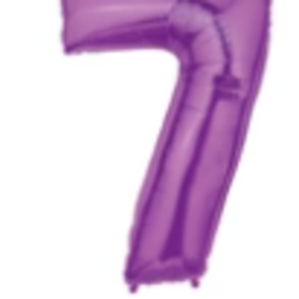 Purple number 7 foil balloon on a white background