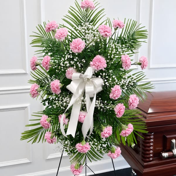 Graceful Remembrance Pink Carnation Standing Spray