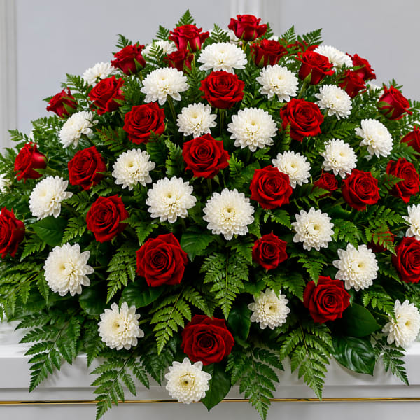 Red/White Casket Spray