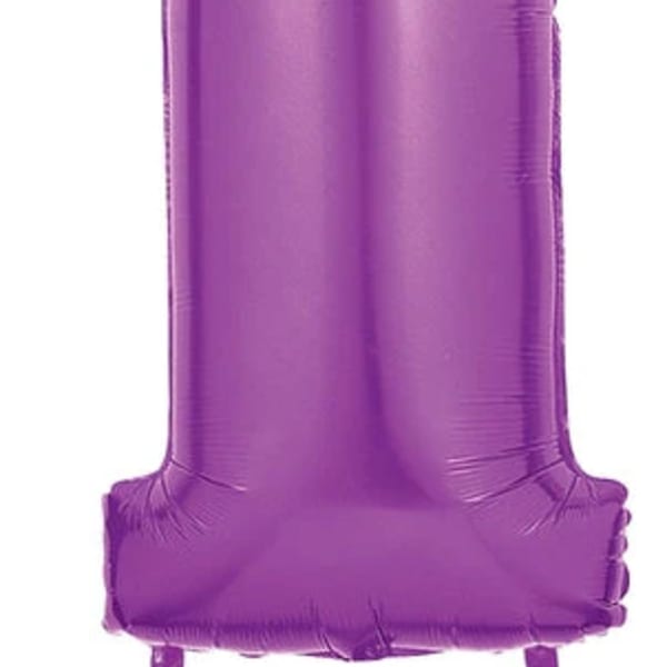 Purple foil balloon shaped like the number 1