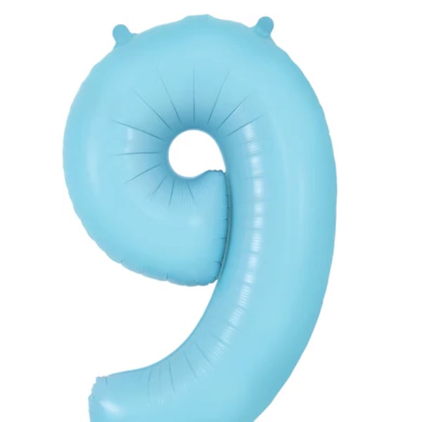 Light blue number 9 balloon on a white background