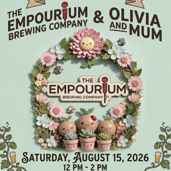 Flower crown workshop poster with a floral wreath and cute potted succulents
