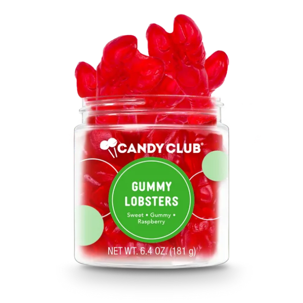 Jar of red gummy lobsters candy