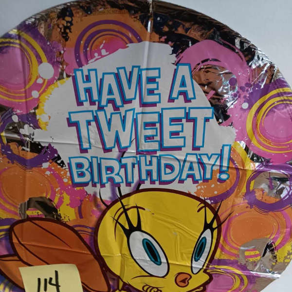 Tweety Bird birthday foil balloon with colorful text