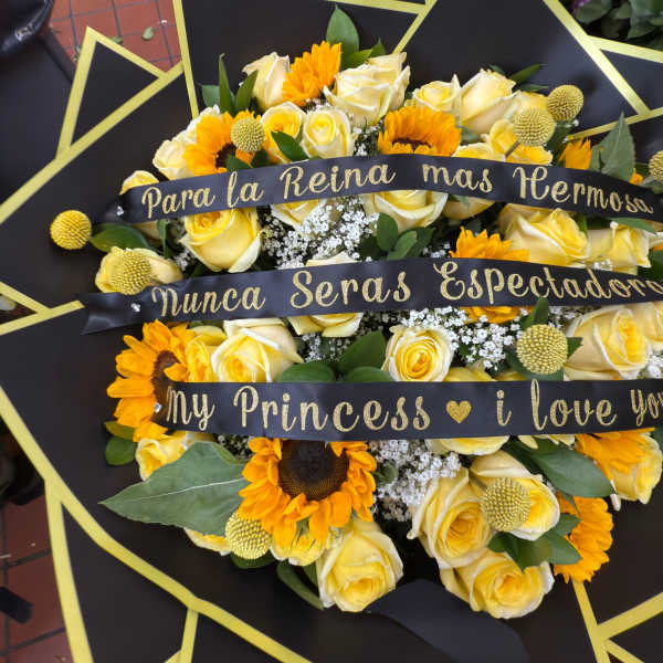 Bright Yellow Sunflower X Rose Mix Bouquet