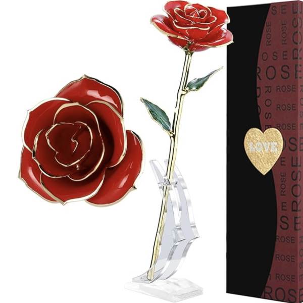 Red rose-shaped decorative gift with a matching box