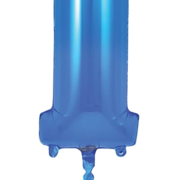 Blue number 1 foil balloon on a white background