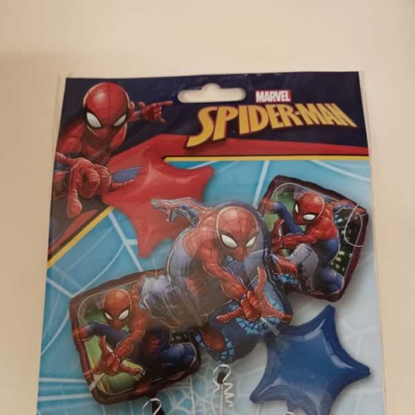 Spider-Man themed balloon bouquet package with five balloons