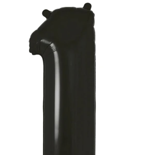 Black number 1 foil balloon on a white background