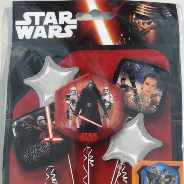 Star Wars themed balloon bouquet kit with five foil balloons