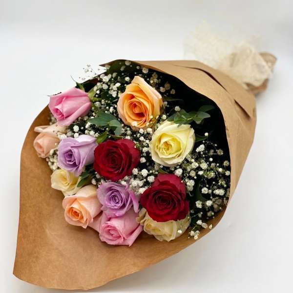 Long Stem Mix Color Roses 1 Dozen