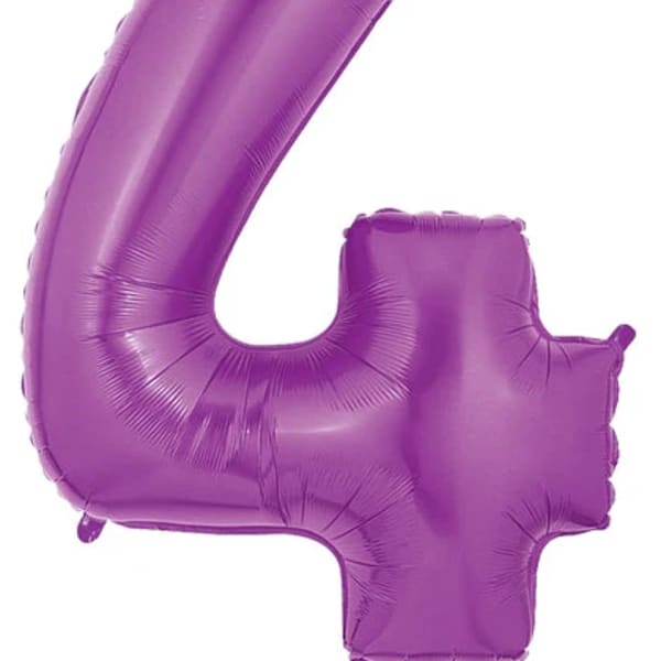 Purple foil balloon shaped like the number 4
