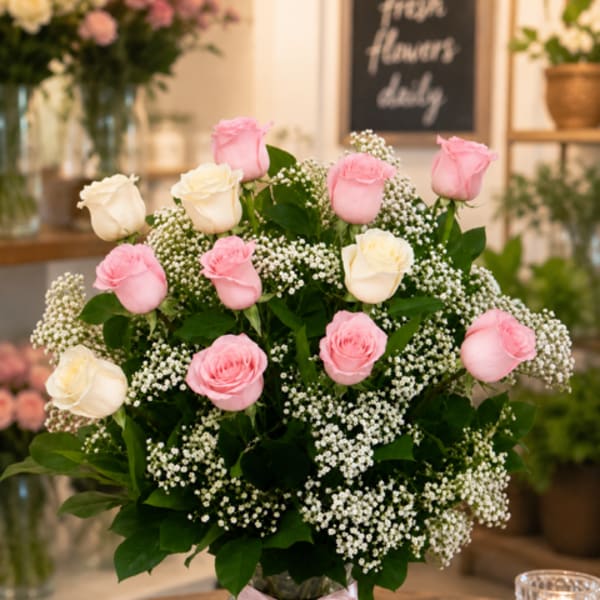 Pink Dozen Vase