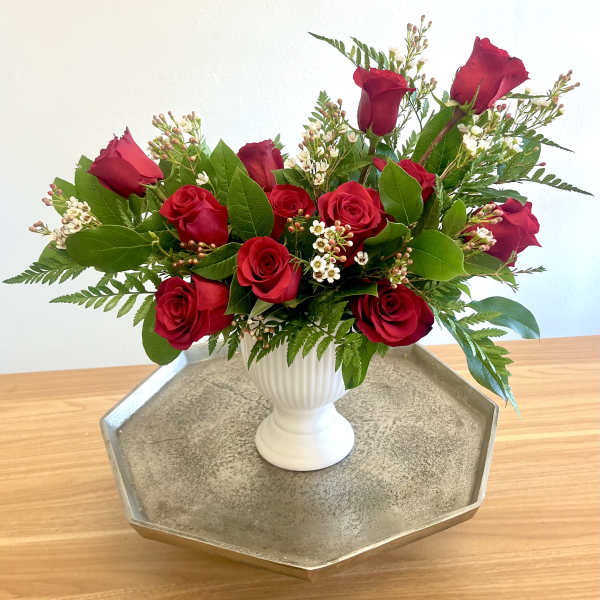 Dozen Roses in a Vase