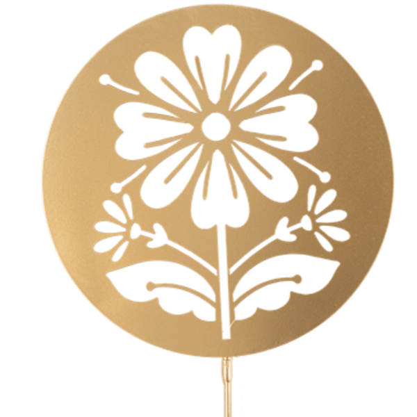 Gold Laser Cut Flower Mini Stake