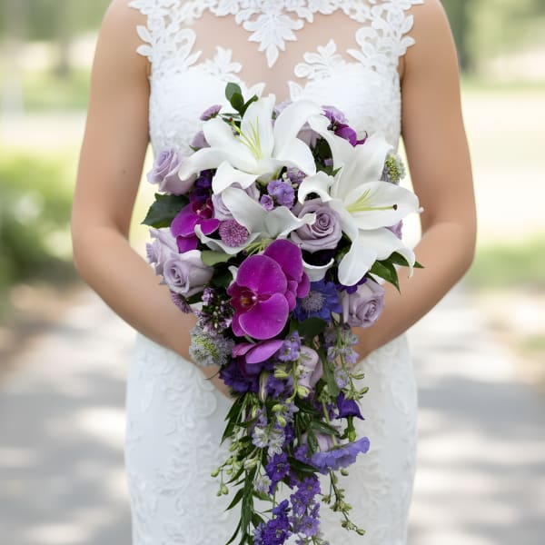 Lavender Orchid Cascade Bridal Bouquet