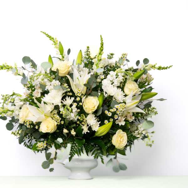 Our Gentle Thoughts Collection: Tribute Urn in White Blooms