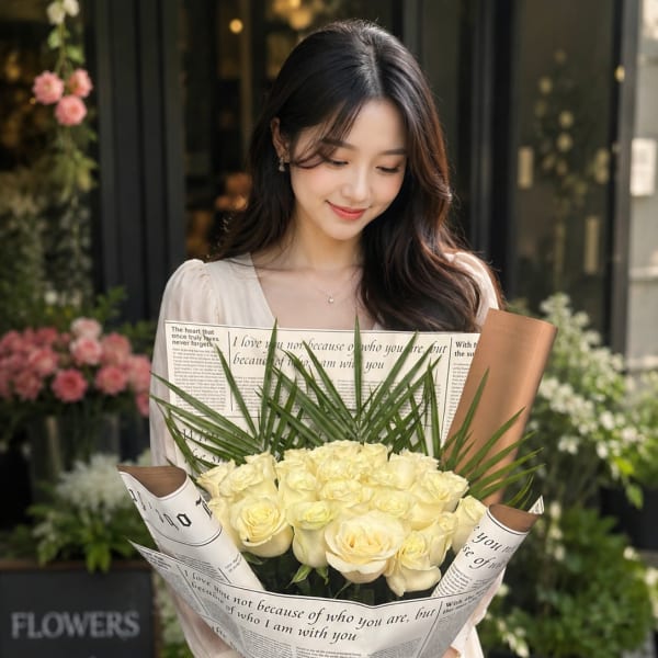 WHITE ROSES ROUND BOUQUET