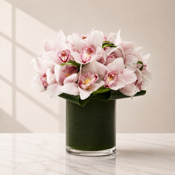 Pink Velvet Orchid – Elegant Cymbidium Arrangement (Same-Day Delivery Los Angeles)