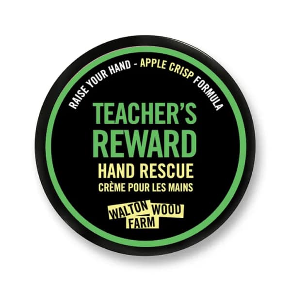 Round black tin of Teacher's Reward hand rescue cream