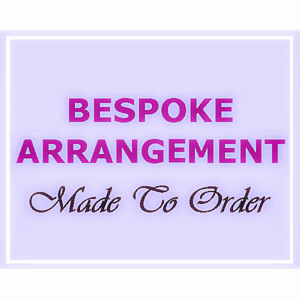 Text graphic reading Bespoke Arrangement Made To Order on a purple background