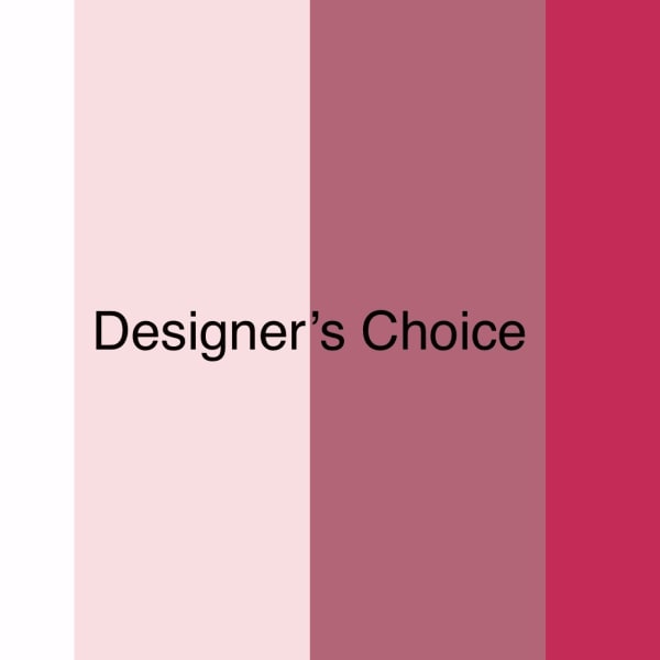 Designer’s Choice text on pink color blocks