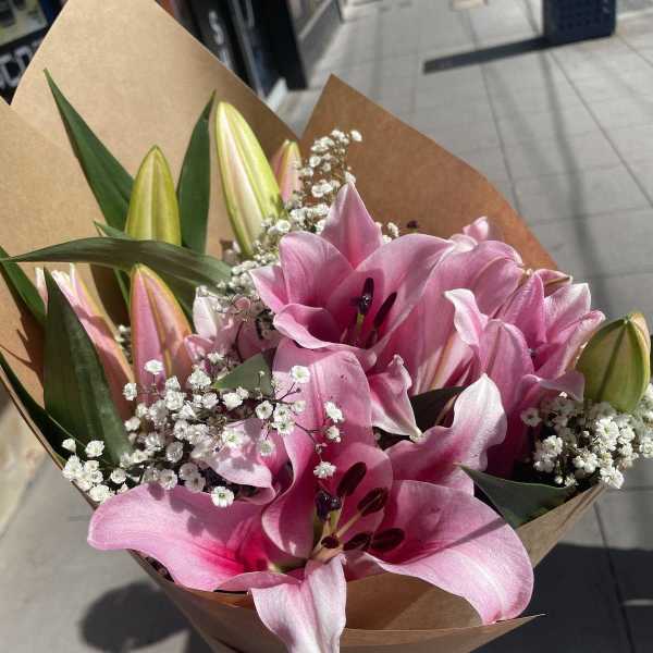 Pink Lilies Bouquet- 4 stems