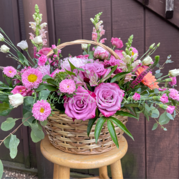 Basket of Pink Blooms