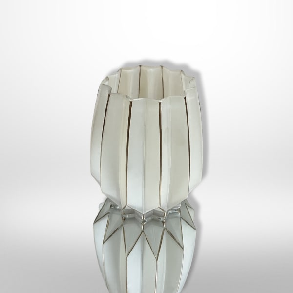 Vintage Mid-century Gold and Ivory Vase.