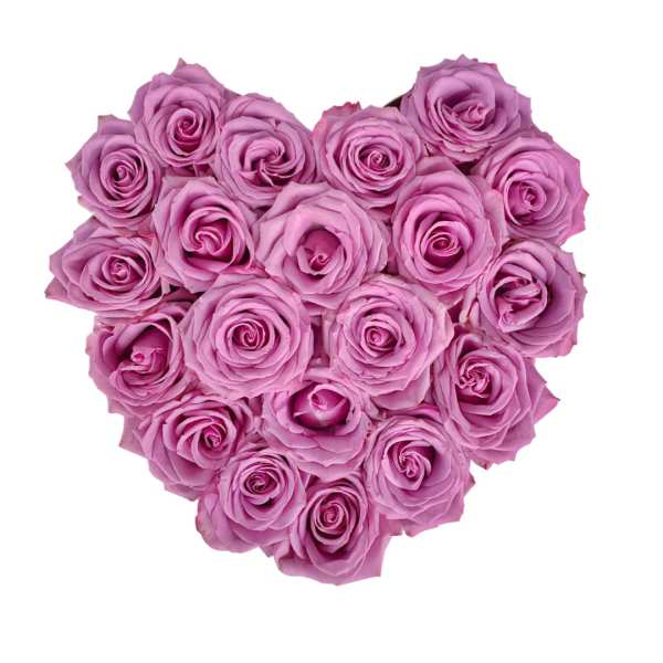 Heart-shaped bouquet of pink roses