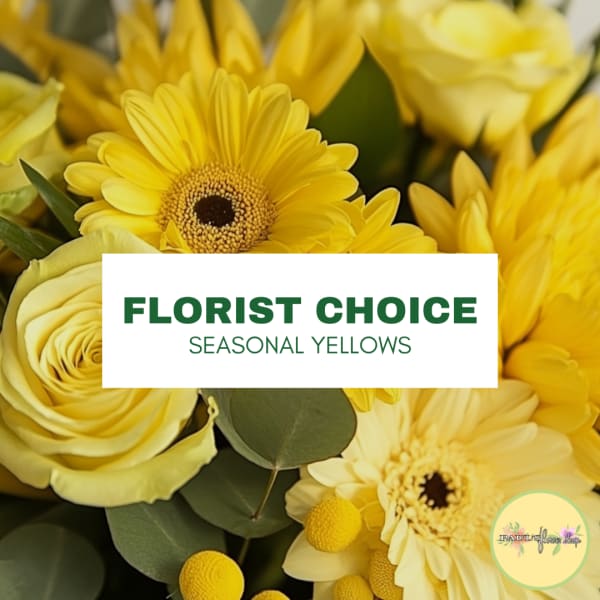 Yellow mixed bouquet with gerbera daisies and roses