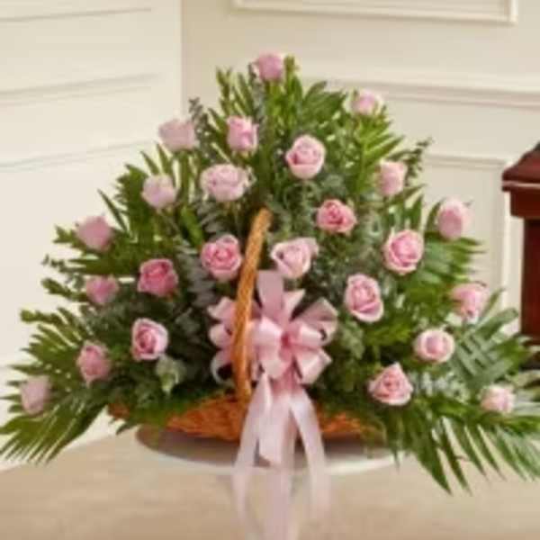 Classic Pink Rose Basket