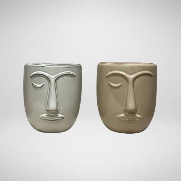 Abstract Face Ceramic Pot- 2 choices