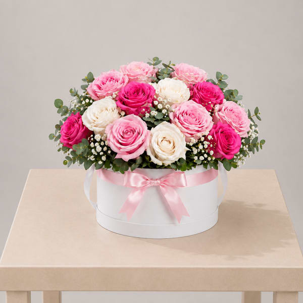 Blush & Pink Rose Hat Box – Short