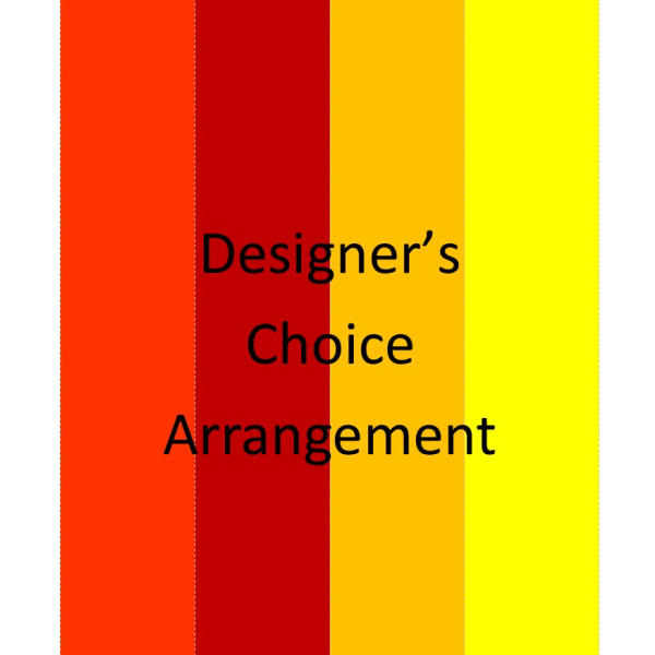 Color swatch graphic with the words Designer's Choice Arrangement
