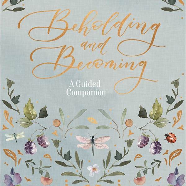 Book cover with floral illustrations and the title "Beholding and Becoming"