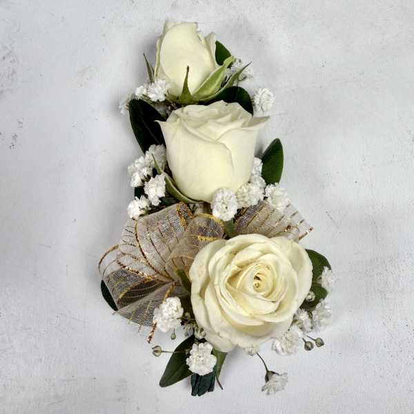 Wrist Corsage with 3 White Spray Roses