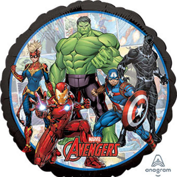Avengers character balloon with a black scalloped edge