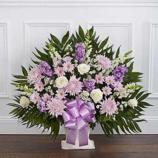 Heartfelt Tribute Lavender Floor Basket