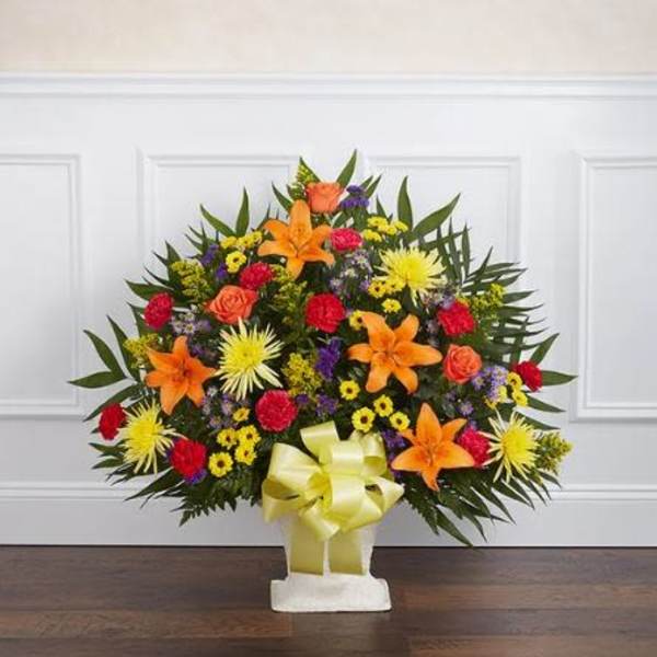 Heartfelt Tribute Bright Floor Basket